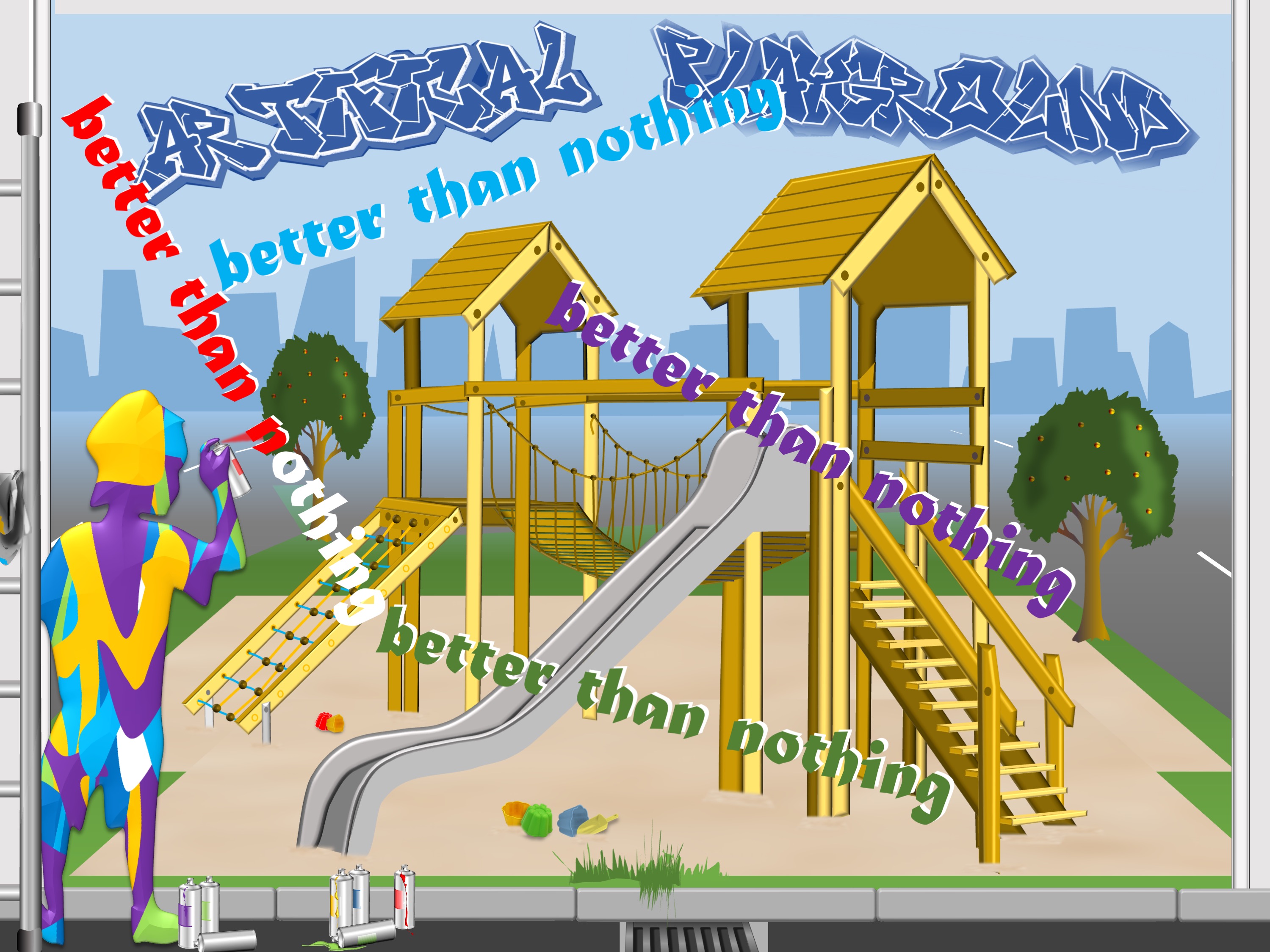 artifical playground; (combined painting technique; 2026-04-02)