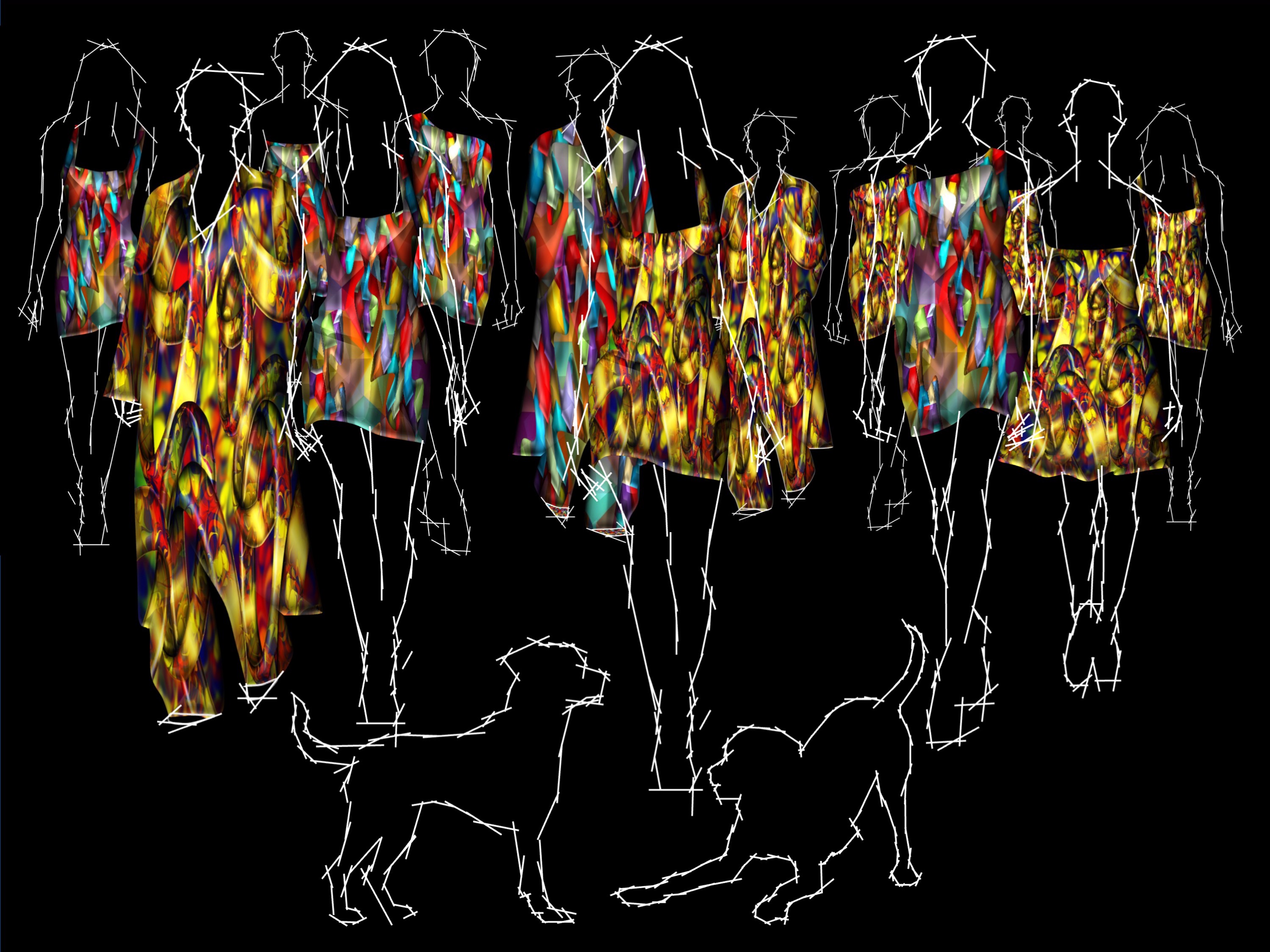 Lines (maybe just lines and colors on a black background); (combined painting technique, 2026-08-10)