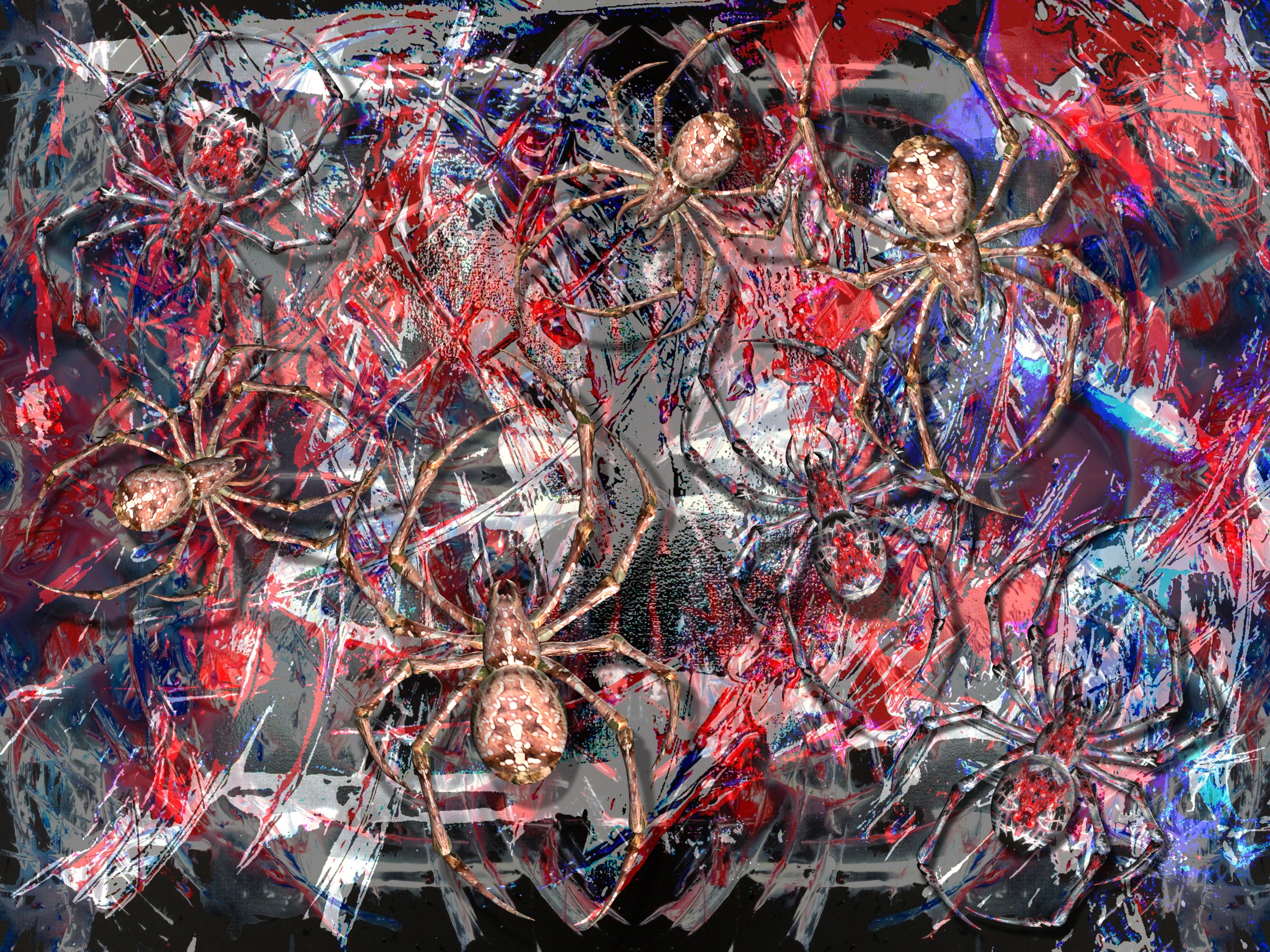 spiders nature No IV; („camouflage could be helpful“); (combined painting technique; 2026-10-03)
