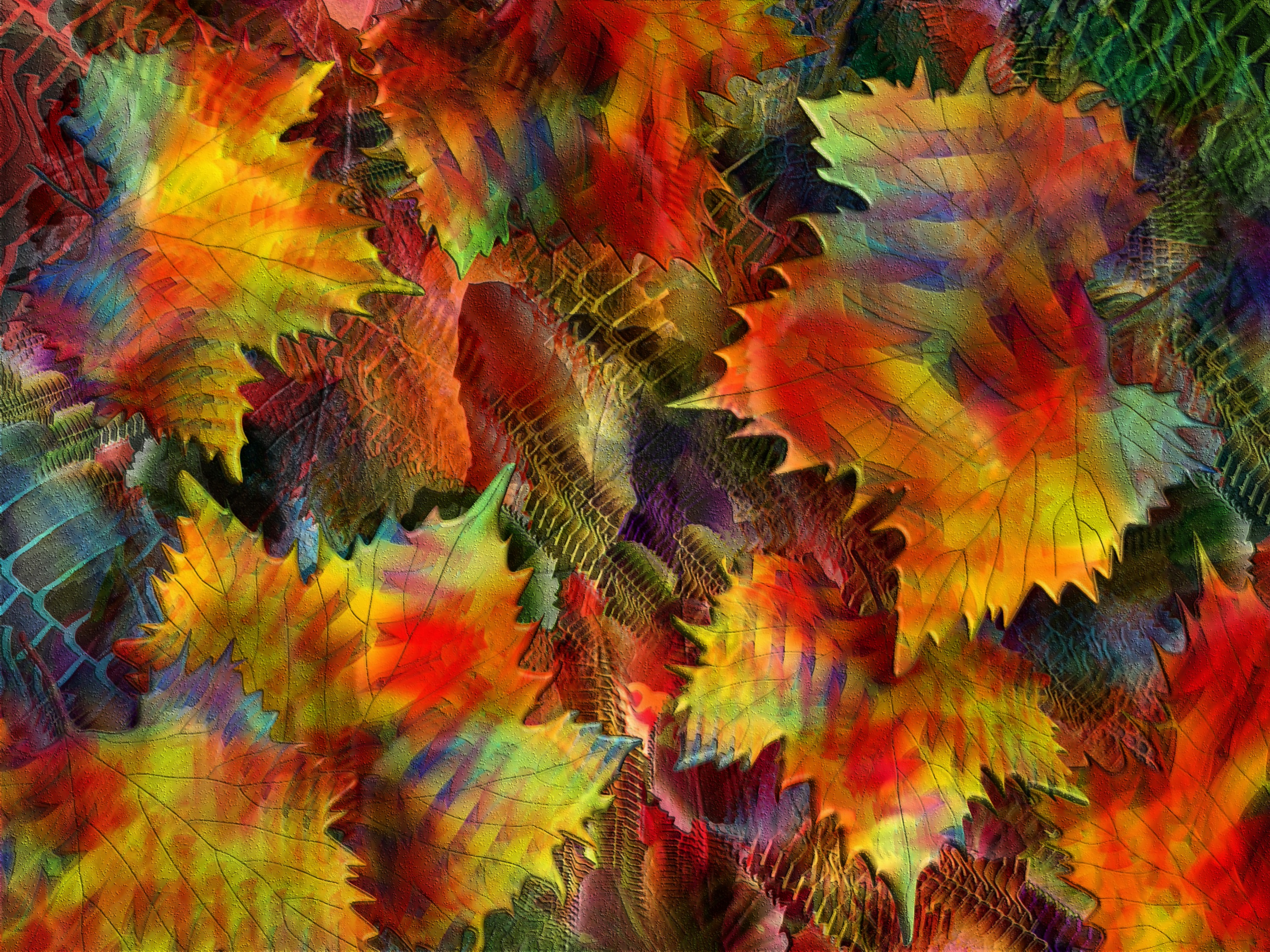 Colors in Fall with help of AI; (combined painting technique; 2026-10-18)