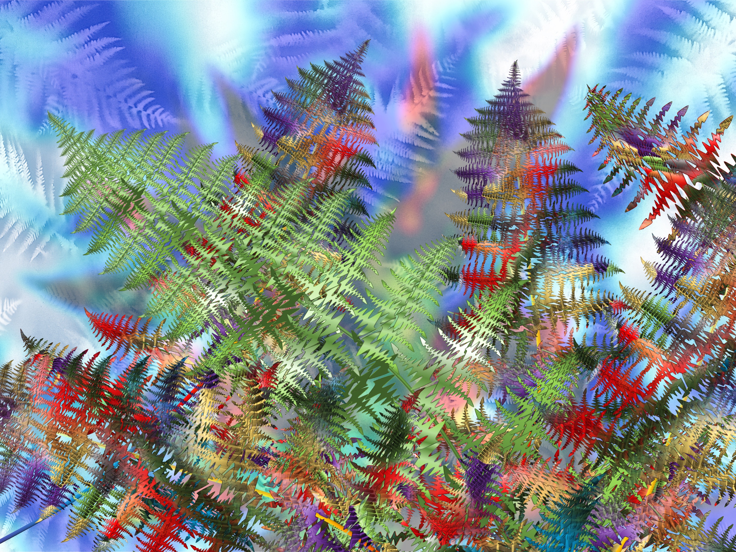 fern made with AI; (Wow, AI produces more colors than nature!); (combined painting technique, 2026-10-21)