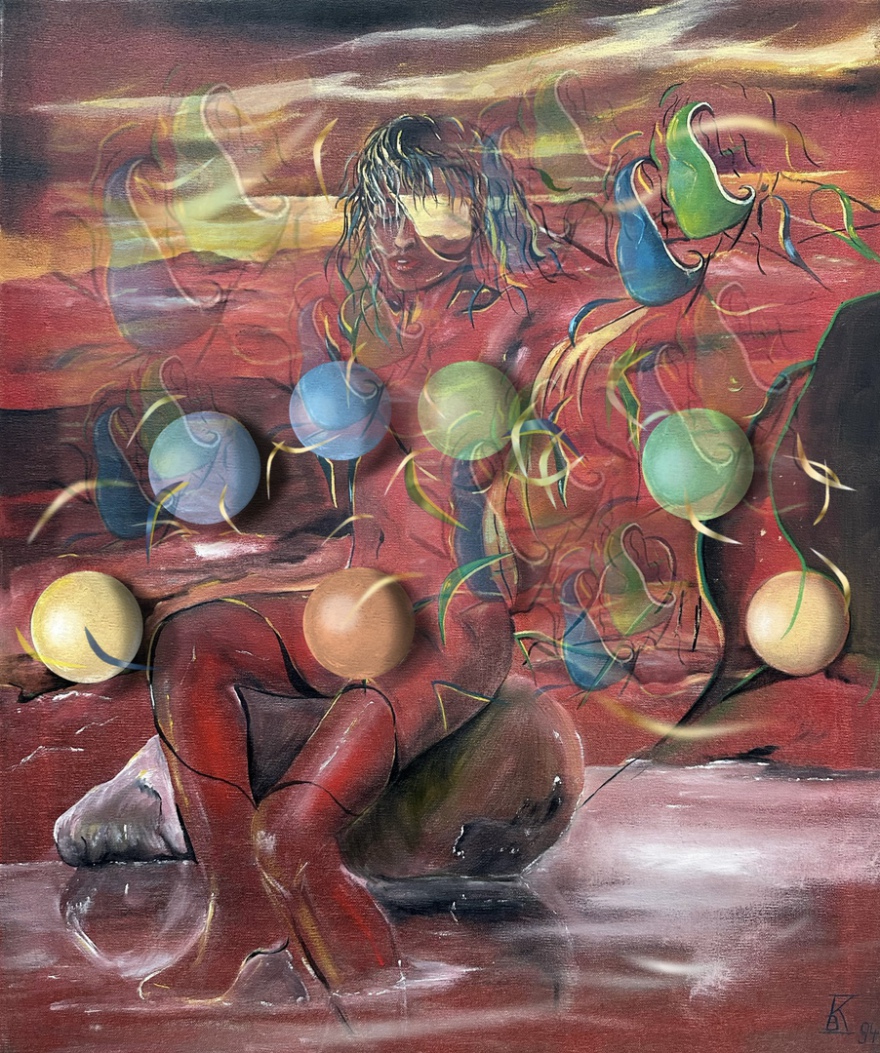 maybe a dream (combined painting technique; 1994-12-03 / 2024-01-12; some elements have been added)