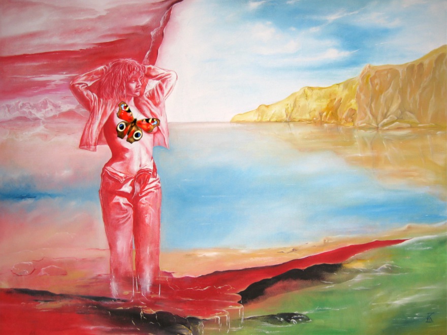 forget not to dream (or nostalgia); (oil, 1993/1994, painted with Marco); (a butterfly has been added in 2024-03)