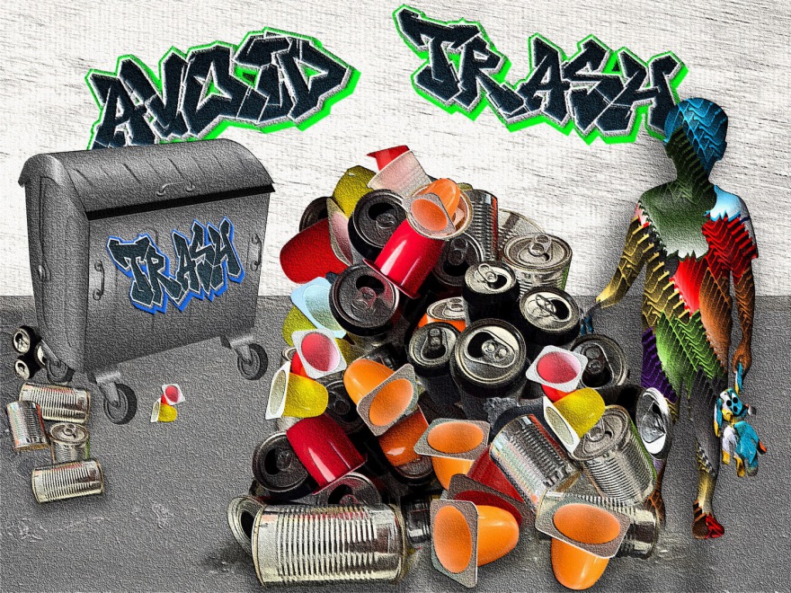 trash No 3 („Dad, I build a pyramid!“); (combined painting technique; 2026-06-20)