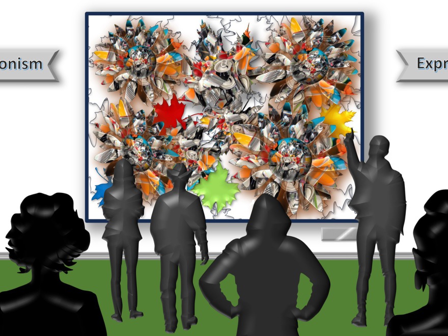 exhibition (modern art?); (combined painting technique; version II; 2026-06-23)