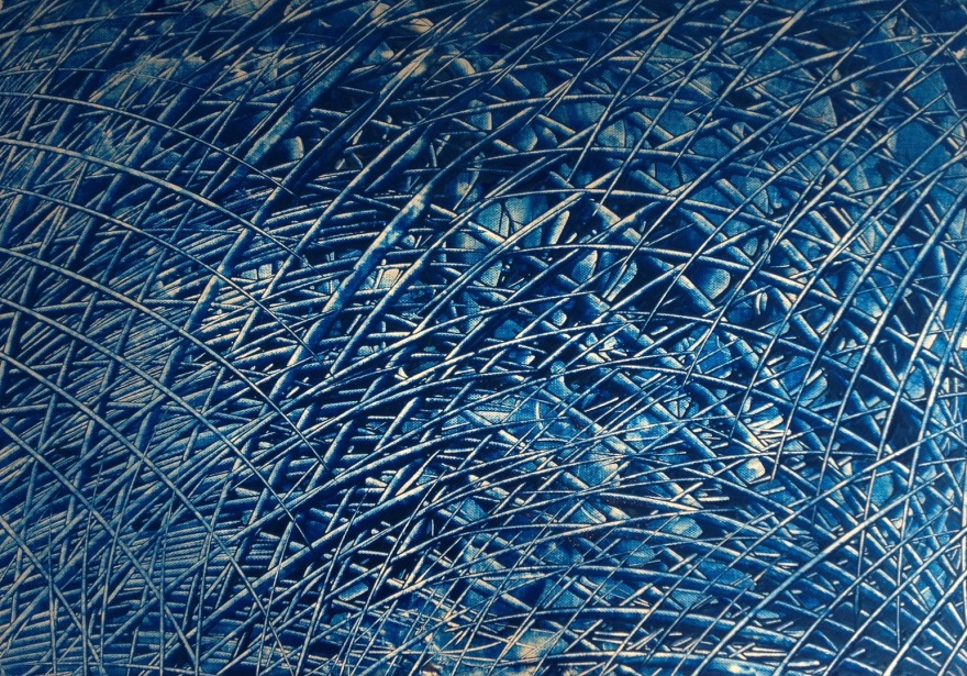 blue curved bars (acryl, 2016)