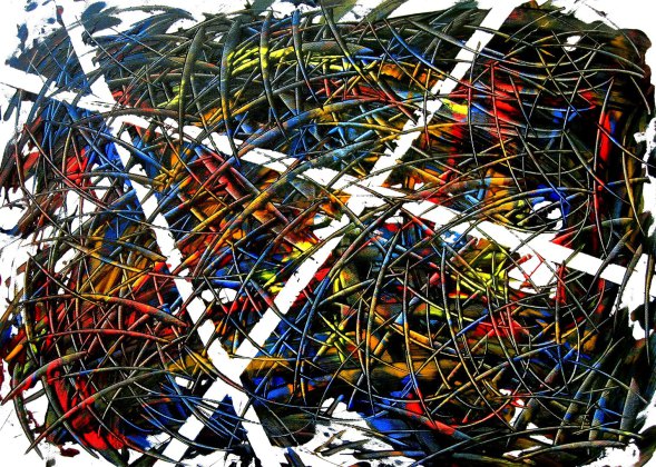 movement in space (acryl, painted with Melanie) (2014)