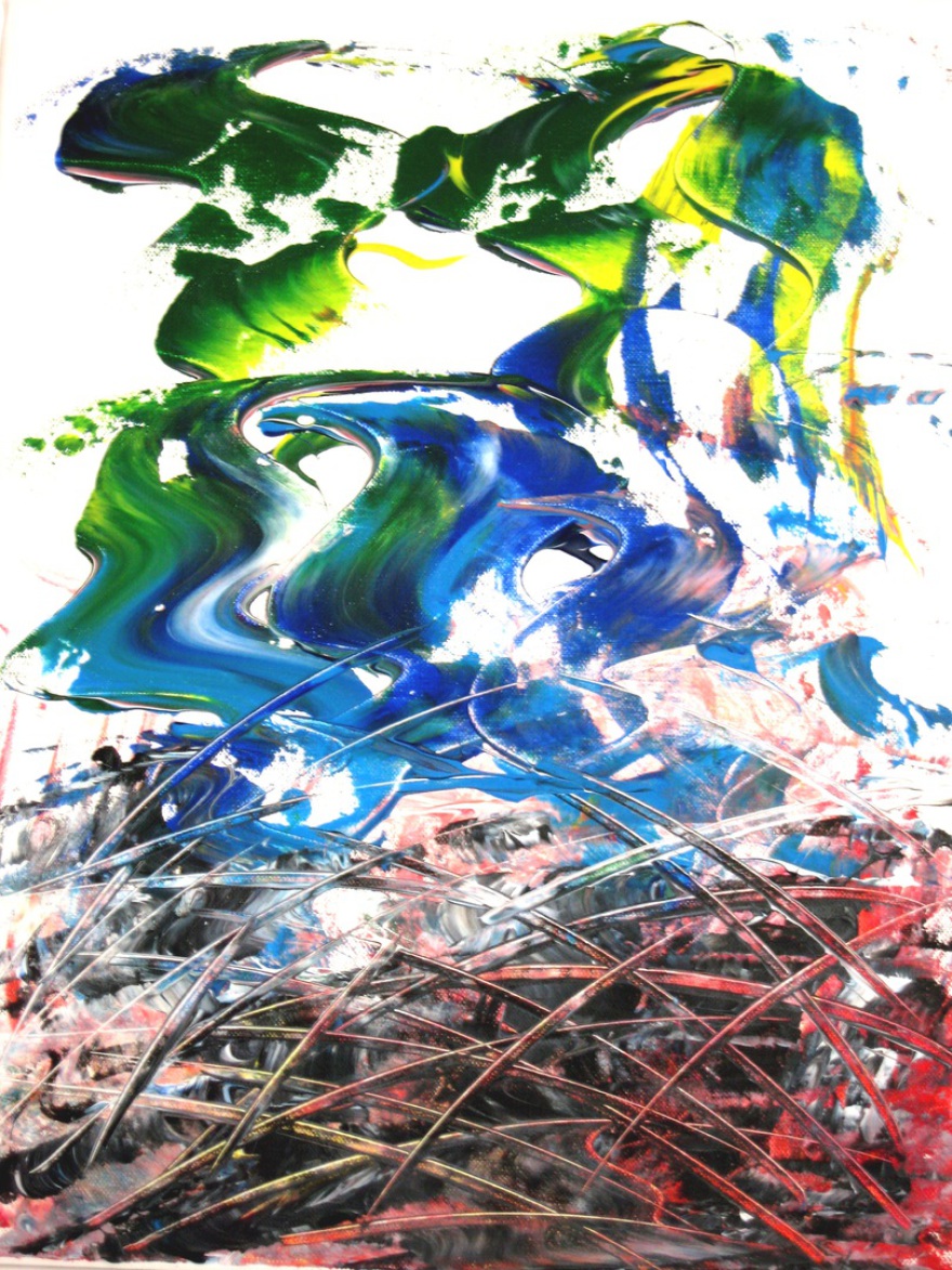standstill and perhaps a horse in very fast movement (acryl, 2015)