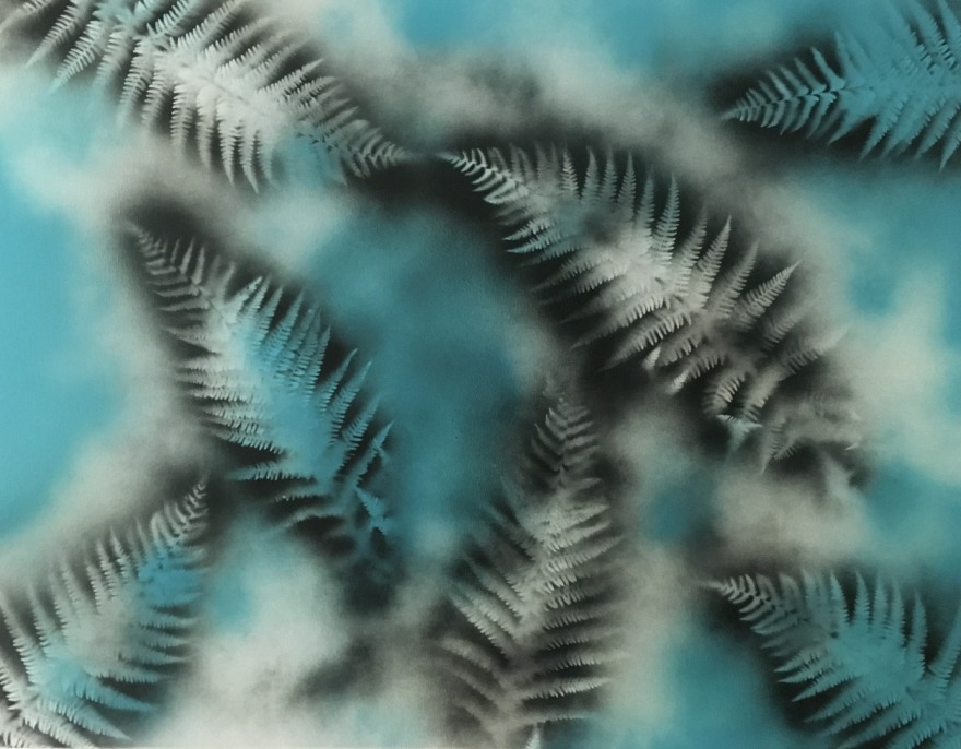 fern in very cold season (acryl, 2018-09); (painted with Julia)