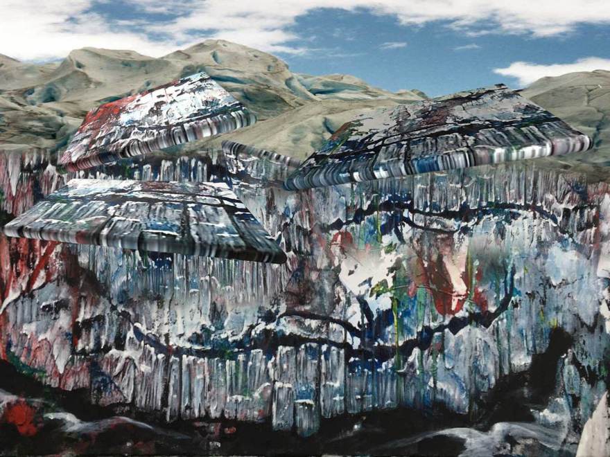 frozen landscape II with flying objects (acryl, 2018-12)