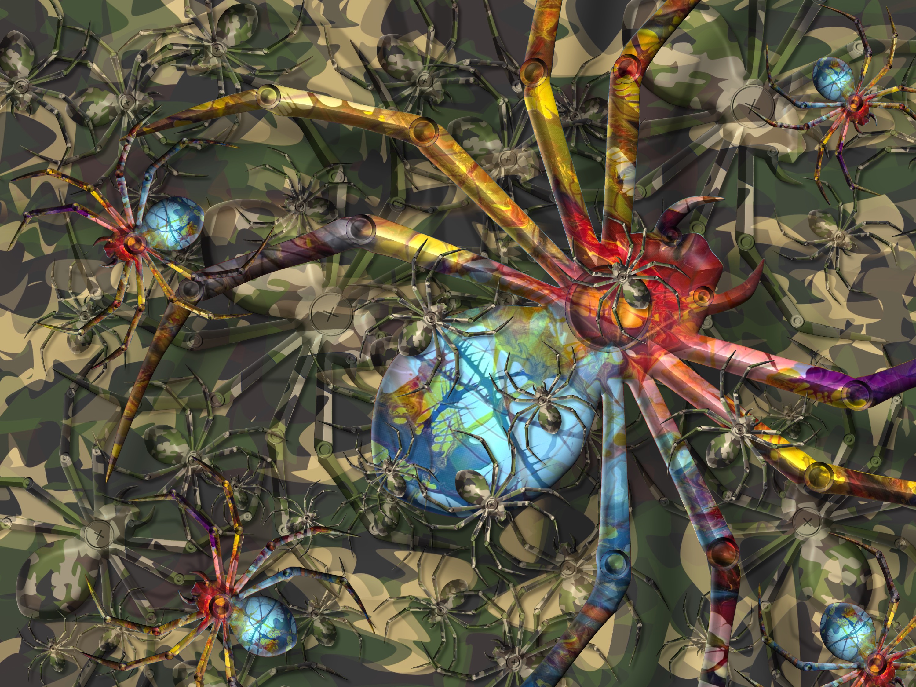 maybe a lot of camouflaged spiders (combined painting technique; 2026-04-16)