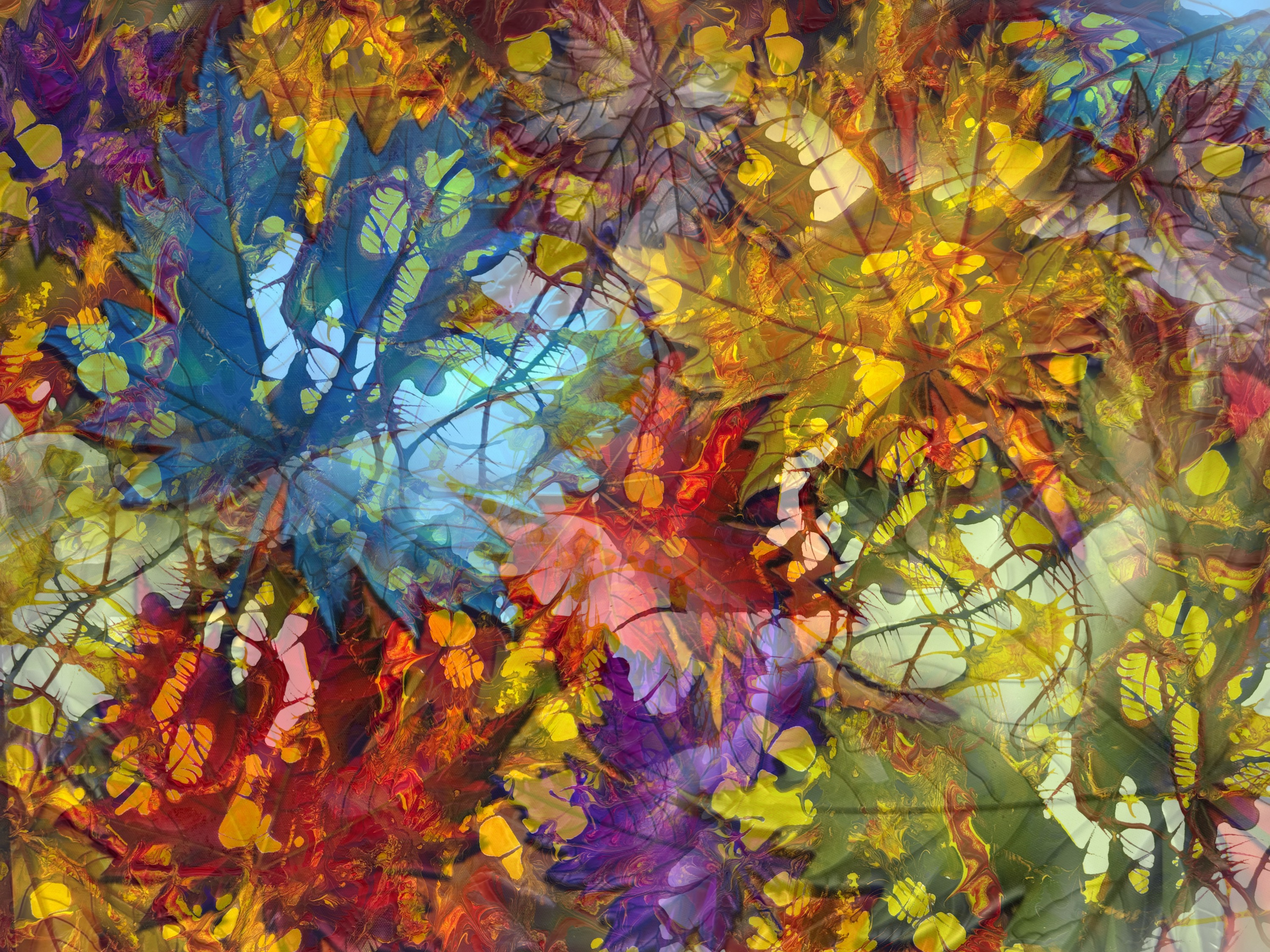 colored and wilted leaves (combined painting technique; 2026-04-16)