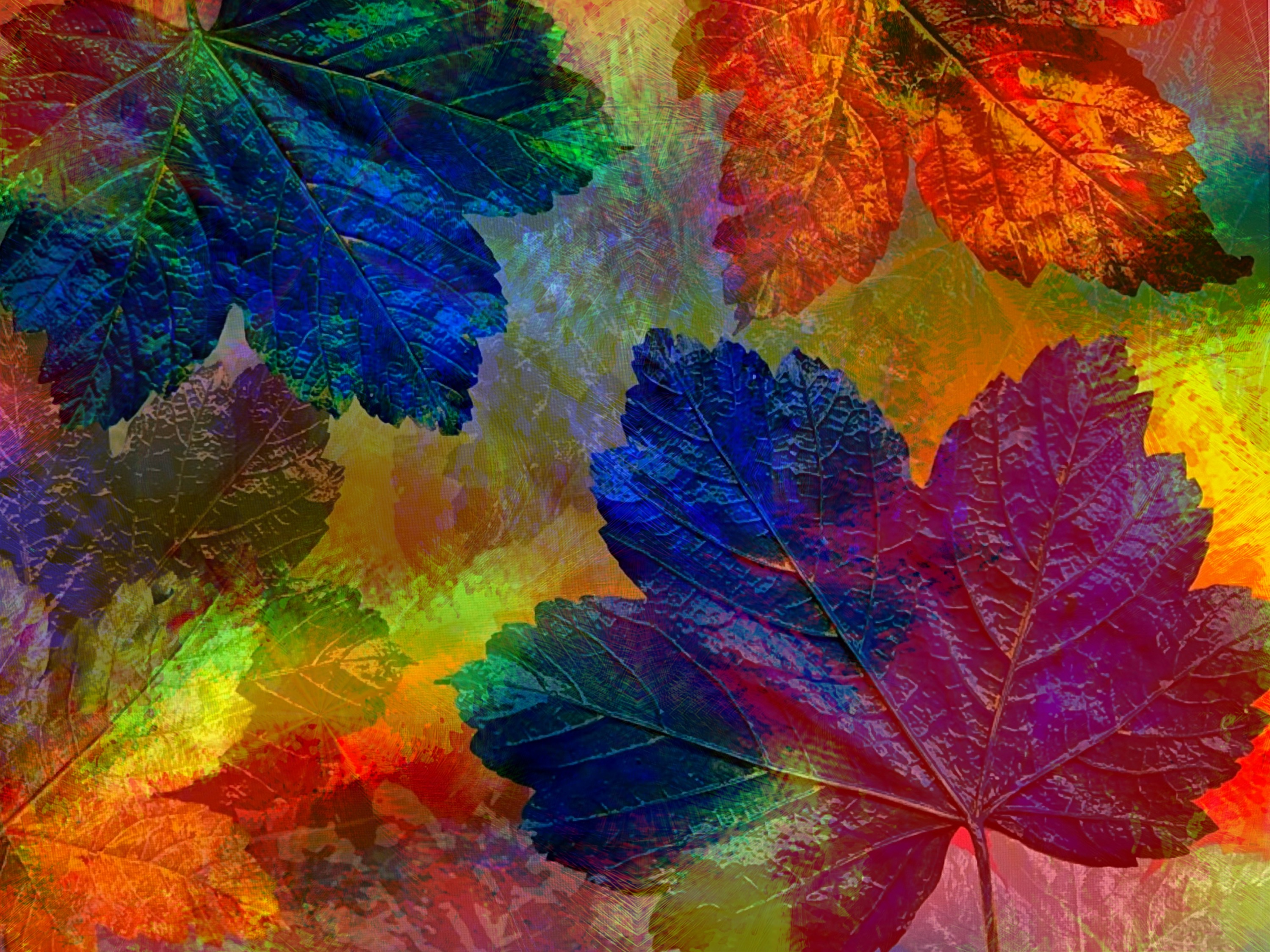 falling leaves in light and shadow (combined painting technique; 2025-01-08)